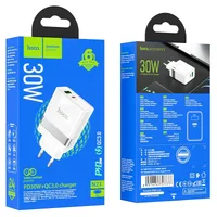 СЗУ Hoco N21 Topspeed PD30W+QC3.0 (1USB/1Type-C/3A) Білий