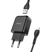 СЗУ HOCO N2 (1USB/2.1A) + USB - Lightning Черный