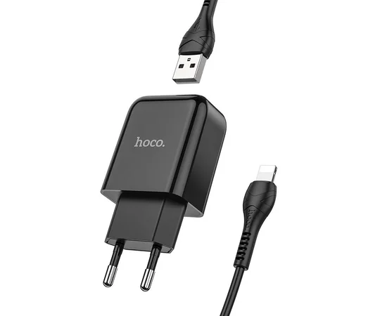 СЗУ HOCO N2 (1USB/2.1A) + USB - Lightning Черный