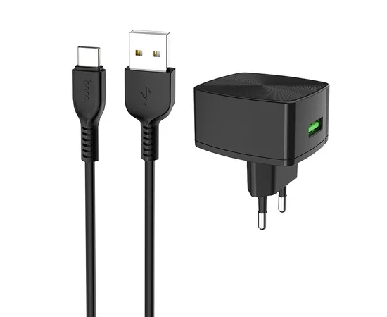 СЗУ Hoco C70A QC3.0 (1USB/3A) + Type-C Черный