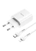 СЗУ HOCO N14 PD 20W 1Type-C + Type-C to Lightning Белый