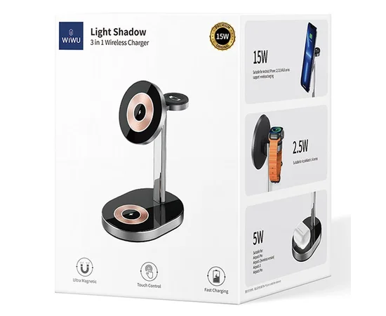БЗУ WIWU Wi-W003 3 in 1 wireless charger Black