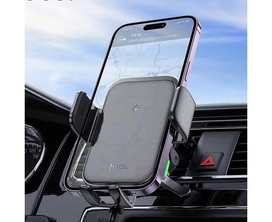 Автодержатель с БЗУ Hoco HW10 Jenny three-axis linkage (air outlet) Black