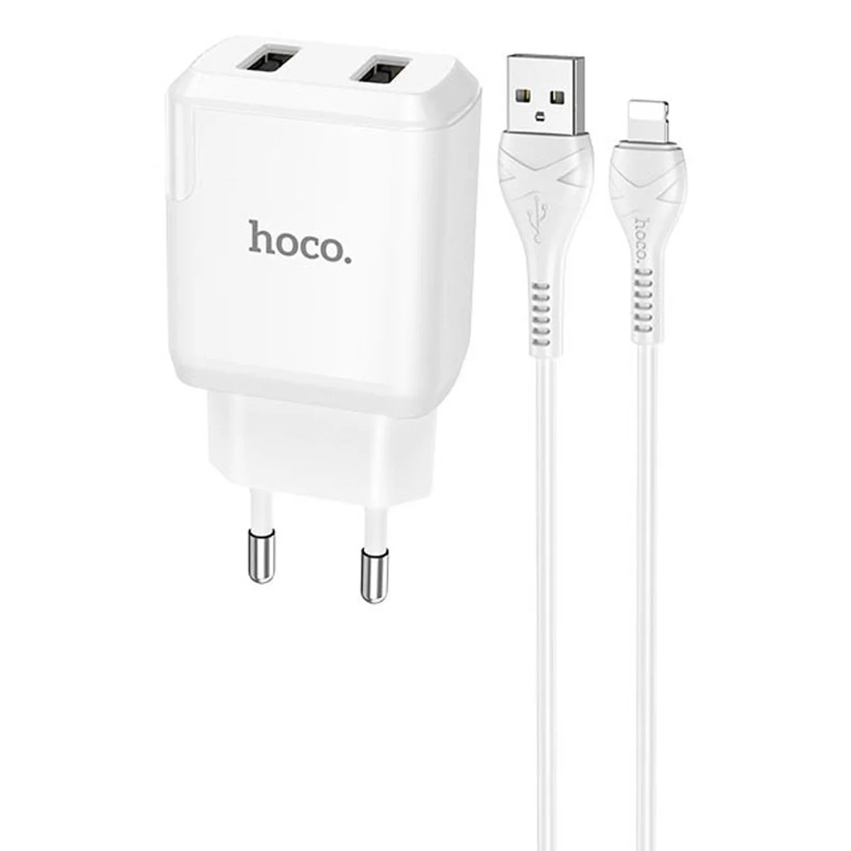 СЗУ HOCO N7 (2USB/2,1A) + USB - Lightning Белый