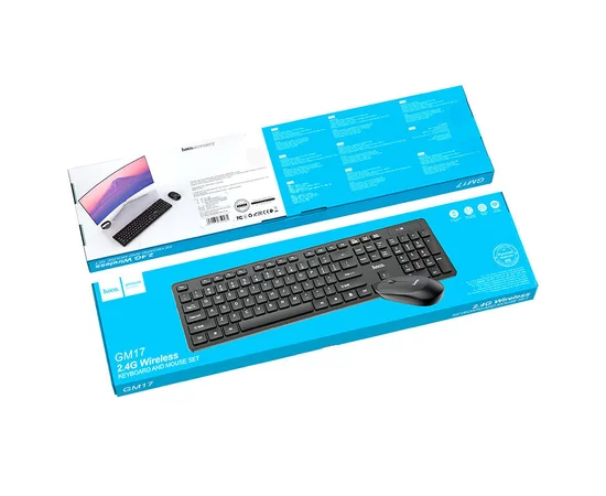 Набор клавиатура (кир.) + мышь Hoco GM17, беспроводной Черный