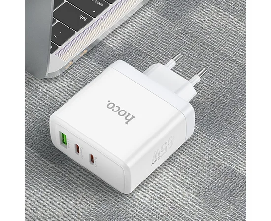 СЗУ Hoco N30 Glory PD65W (2Type-C/1USB) White
