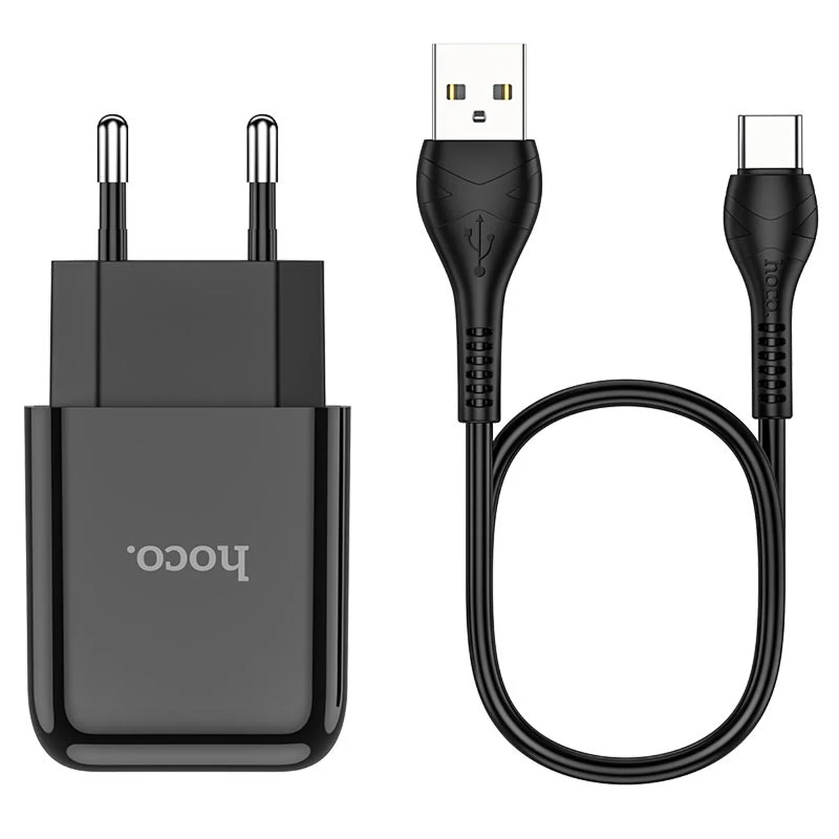 СЗУ HOCO N2 (1USB / 2.1A) + USB - Type-C Чорний