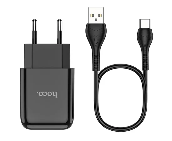 СЗУ HOCO N2 (1USB/2.1A) + USB - Type-C Черный
