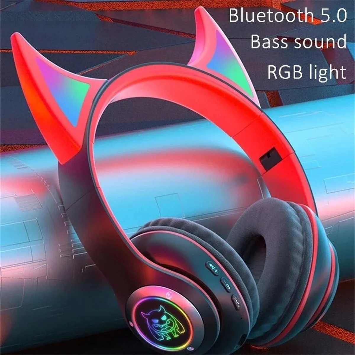 Накладні бездротові навушники Devil's Horn STN-29 Black / Red