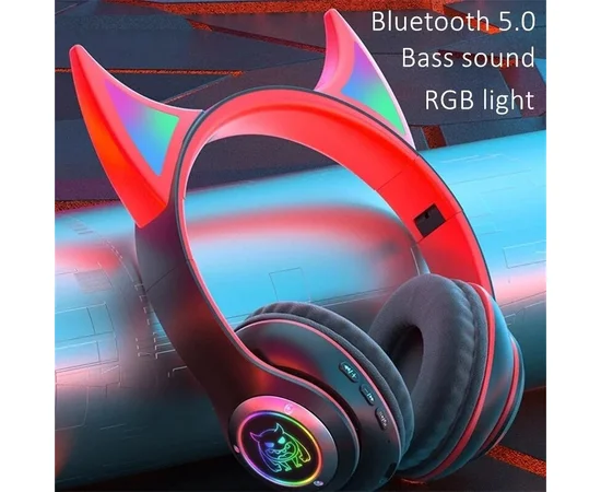 Накладные беспроводные наушники Devil's Horn STN-29 Black / Red