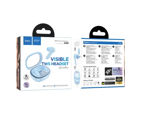 Бездротові TWS навушники Hoco EQ6 Shadow Blue