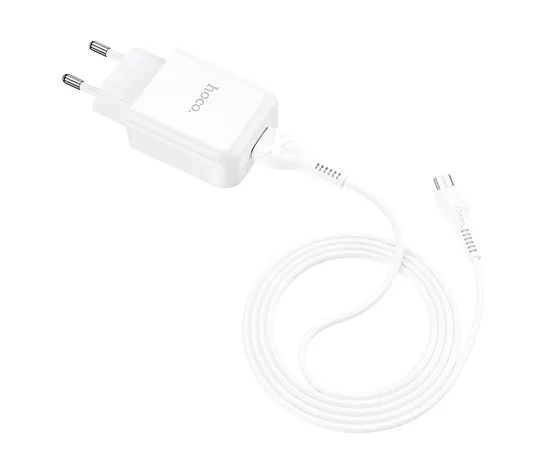 СЗУ HOCO N2 (1USB/2.1A) + USB - MicroUSB Белый