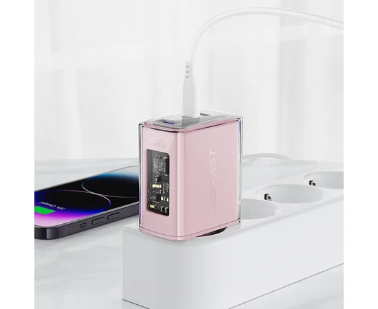СЗУ Acefast A45 Exploration series PD65W GaN (2*USB-C+USB-A) Cherry blossom