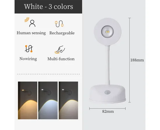 Настольная лампа LED с датчиком движения 3 colour light MZ-L2201 White