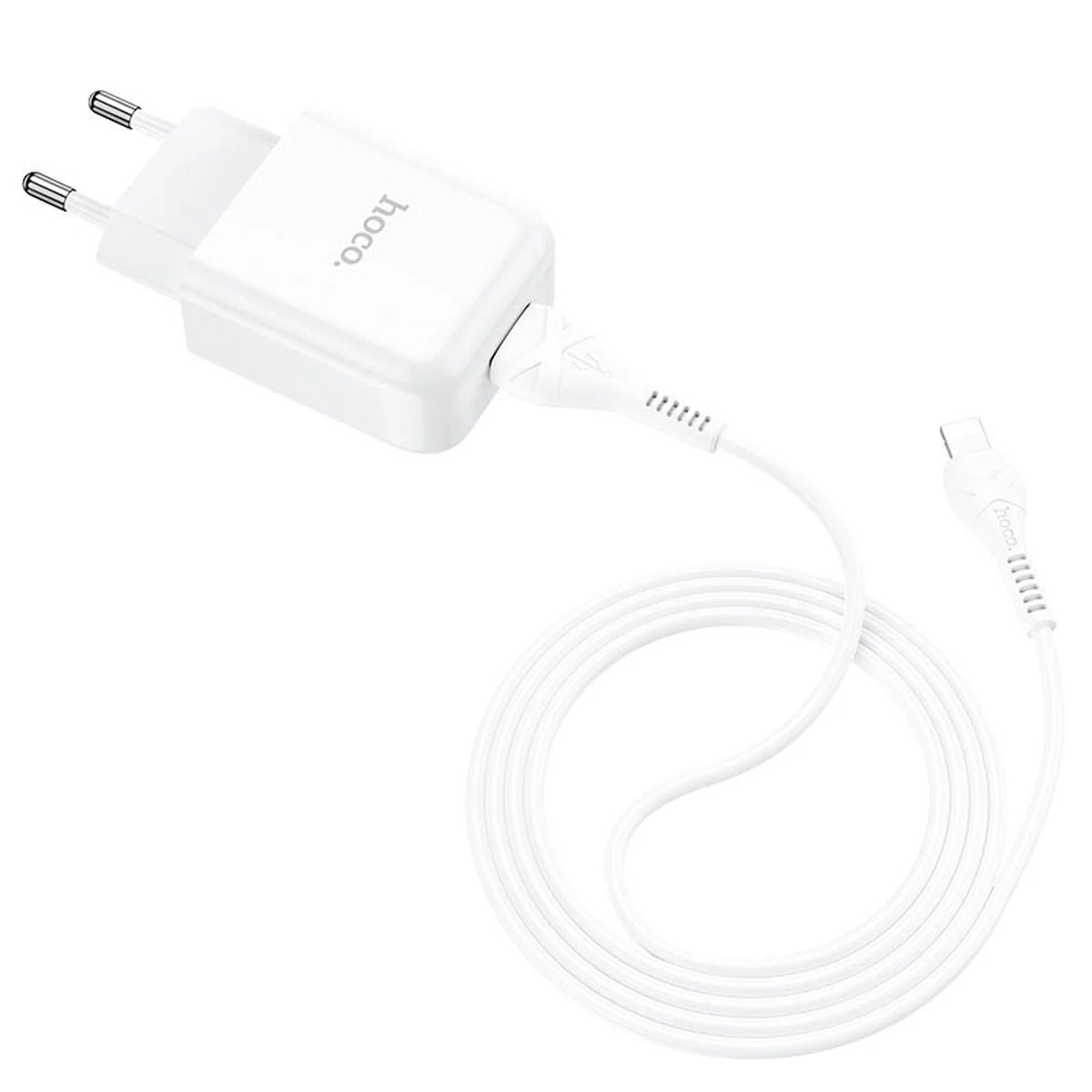 СЗУ HOCO N2 (1USB/2.1A) + USB - Lightning Белый