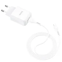 СЗУ HOCO N2 (1USB/2.1A) + USB - Lightning Белый