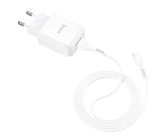 СЗУ HOCO N2 (1USB/2.1A) + USB - Lightning Белый