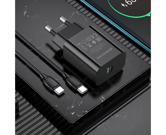 СЗУ Borofone BA65A Single port PD20W + Type-C + Type-C Черный