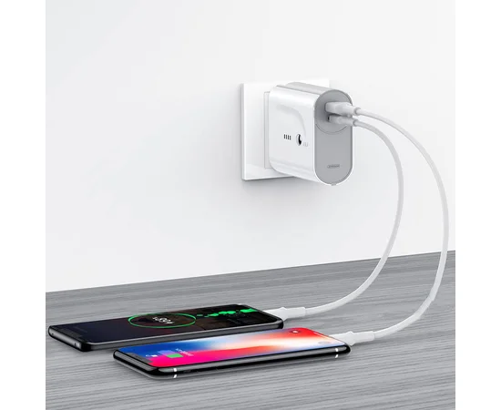 СЗУ + Power Bank Joyroom D-T189 (USB/Type-C) 5000 mAh Белый