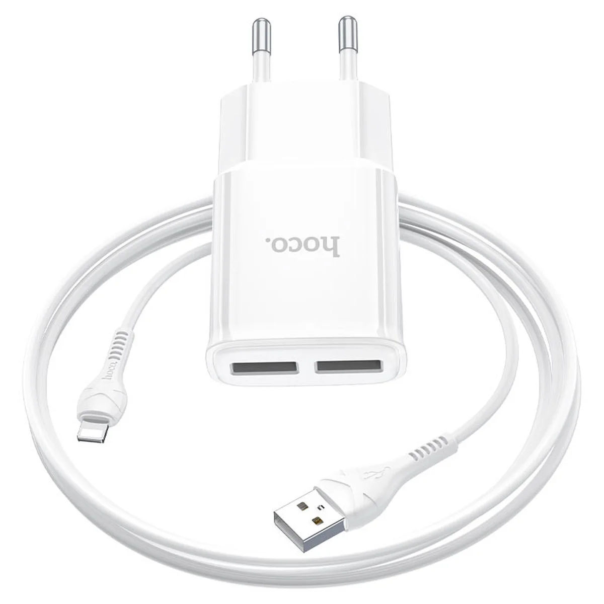 СЗУ HOCO C88A (2USB/2.4A) + Lightning Белый