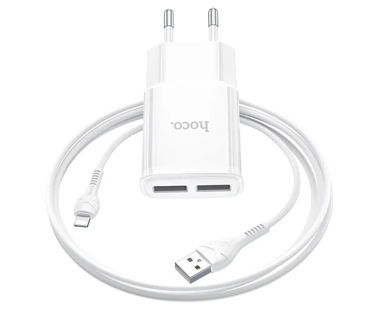 СЗУ HOCO C88A (2USB/2.4A) + Lightning Белый