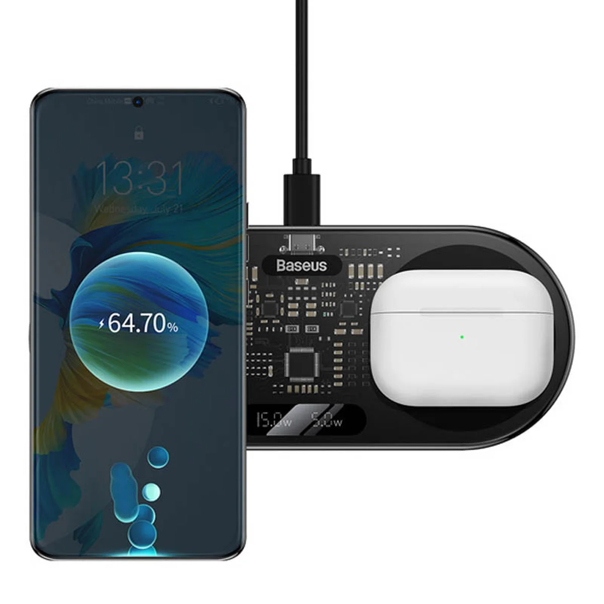 БЗУ Baseus Digital LED Display 2in1 20W Universal version (WXSX010101) Black