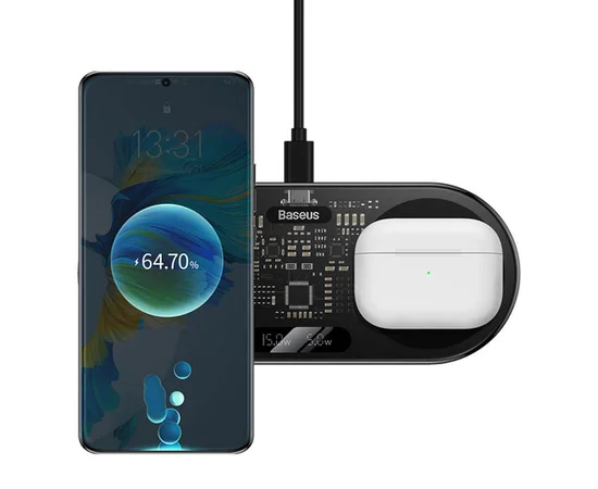 БЗУ Baseus Digital LED Display 2in1 20W Universal version (WXSX010101) Black