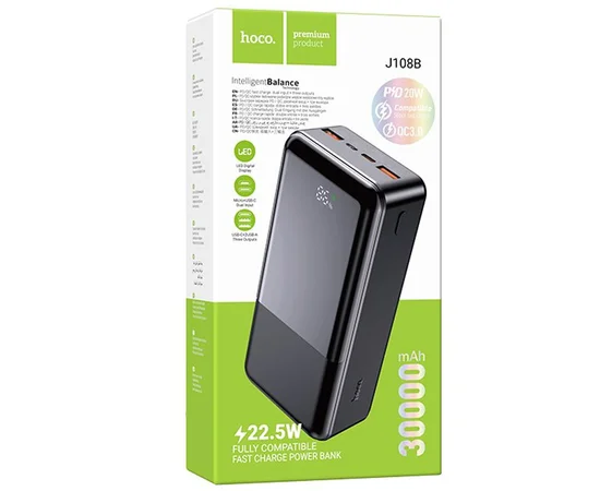 Портативное зарядное устройство Power Bank Hoco J108B Universe 22.5W 30 000 mAh Black
