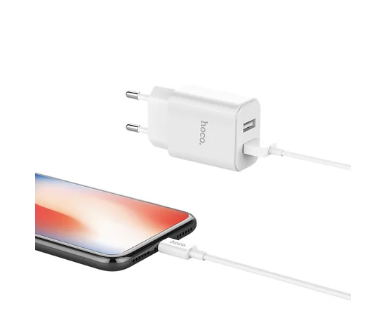 СЗУ Hoco C62A Victoria 2.1A 2USB + cable Type-C white