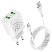 СЗУ HOCO N6 QC3.0 (2USB/3A) + USB - MicroUSB Белый