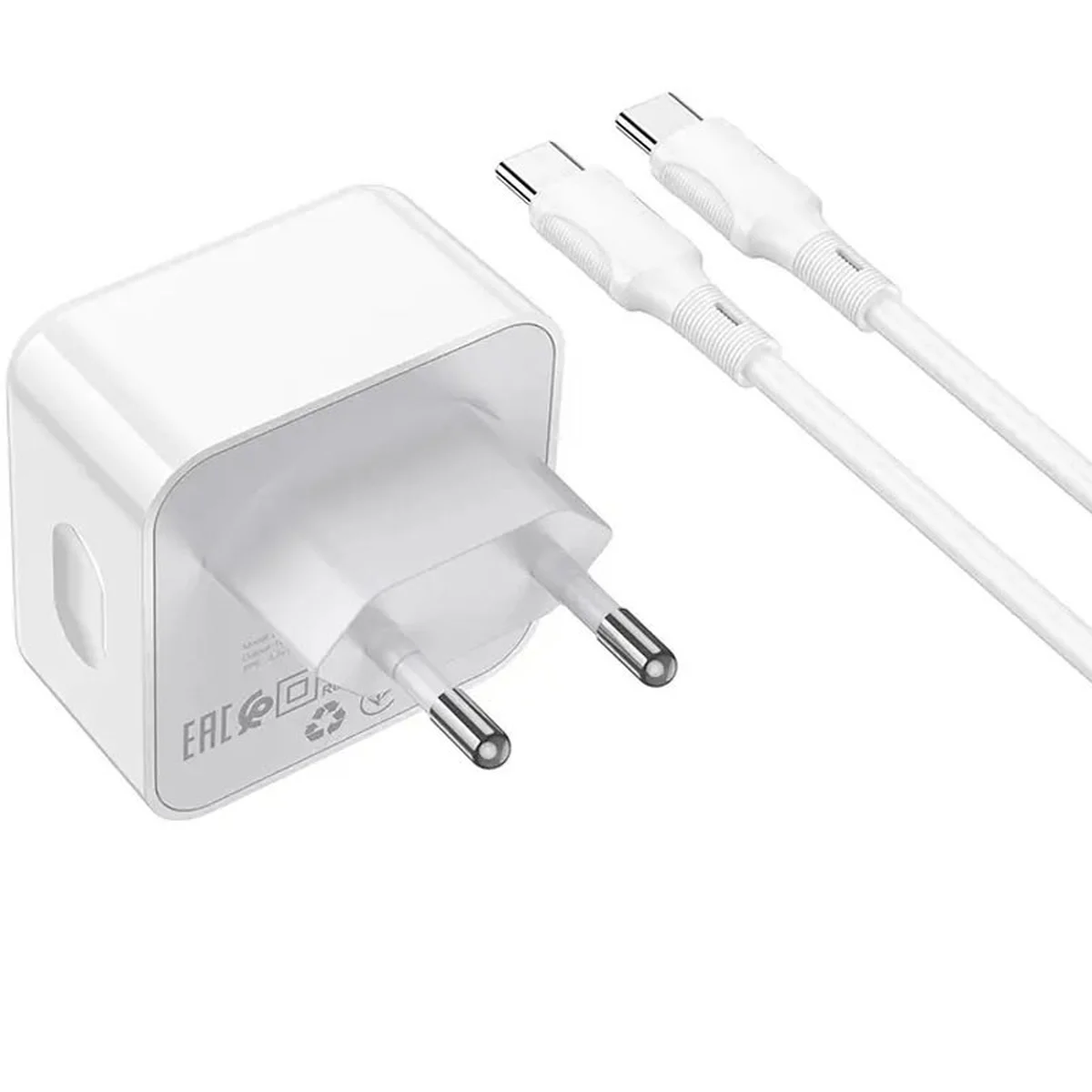 СЗУ Borofone BA76A Source PD35W (2Type-C) + Type-C to Type-C White