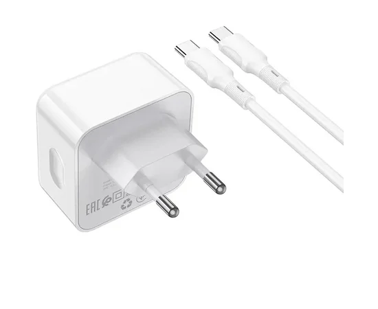 СЗУ Borofone BA76A Source PD35W (2Type-C) + Type-C to Type-C White