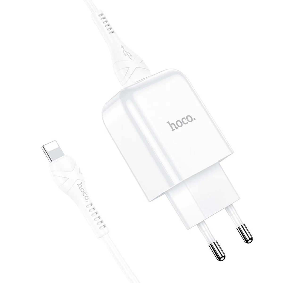 СЗУ HOCO N2 (1USB/2.1A) + USB - Lightning Белый