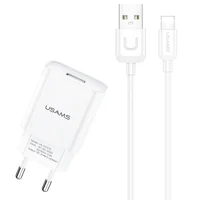 СЗУ USAMS T21 Charder kit - T18 single USB + Uturn Lightning cable Білий