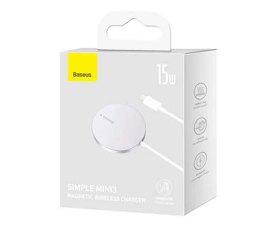 БЗУ Baseus Simple Mini3 Magnetic Wireless Charger 15W (CCJJ0400) Silver