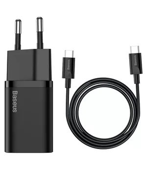 СЗУ Baseus Super Si Quick Charger 1C 25W + Cable Type-C to Type-C 3A (1m) Черный