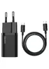 СЗУ Baseus Super Si Quick Charger 1C 25W + Cable Type-C to Type-C 3A (1m) Чорний
