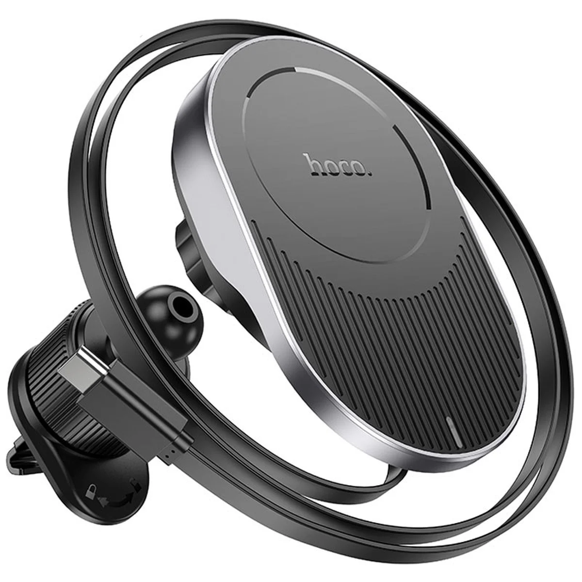 Автотримач із БЗУ Hoco HW12 Guardian magnetic (air outlet) Black / Gray