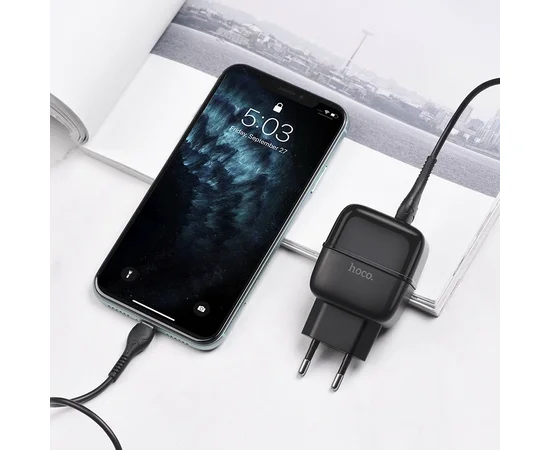 СЗУ Hoco C77A (2USB/2.4A) + Lightning Черный