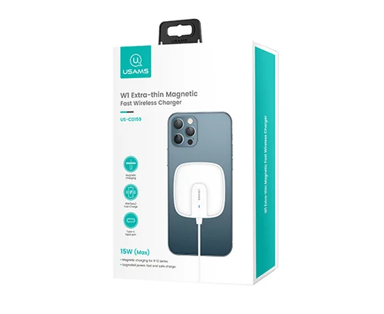 БЗУ Usams US-CD159 W1, 15W (магнитный) Белый