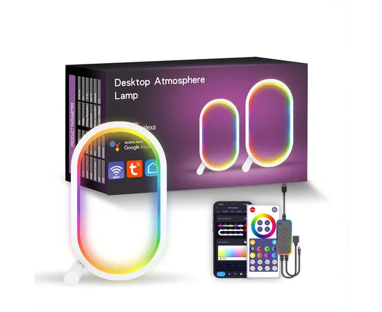 Настольная LED лампа RGB Smart desk oval lamp Bluetooth USB with app White