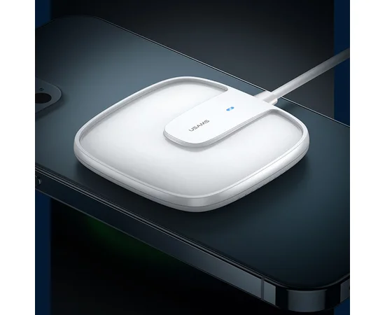 БЗУ Usams US-CD153 Ultra-thin Magnetic With Cable Белый