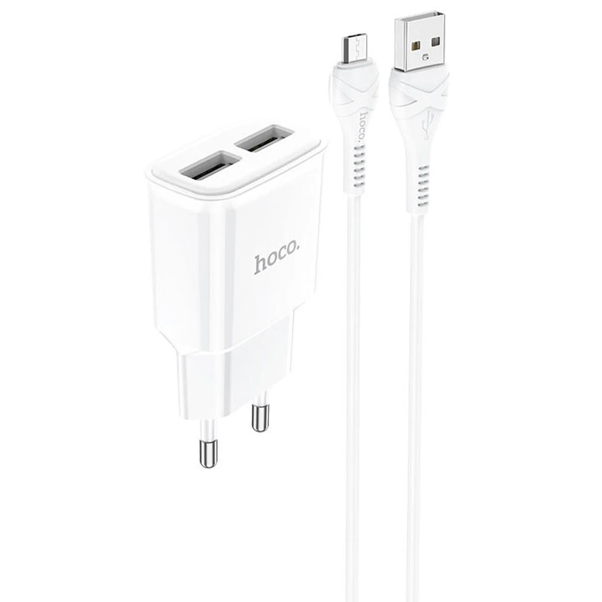 СЗУ HOCO C88A (2USB/2.4A) + MicroUSB Белый