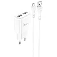 СЗУ HOCO C88A (2USB/2.4A) + MicroUSB Белый