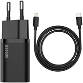 СЗУ Baseus Super Si Quick Charger 1C 20W + кабель Type-C to Lightning Черный
