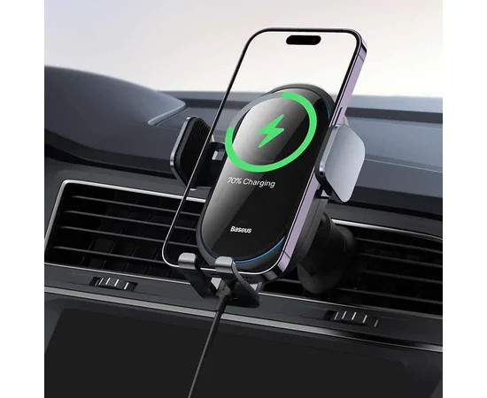 Автодержатель с БЗУ Baseus LightChaser Wireless Charging Electric Car Mount 15W (C40355900121-00) Black
