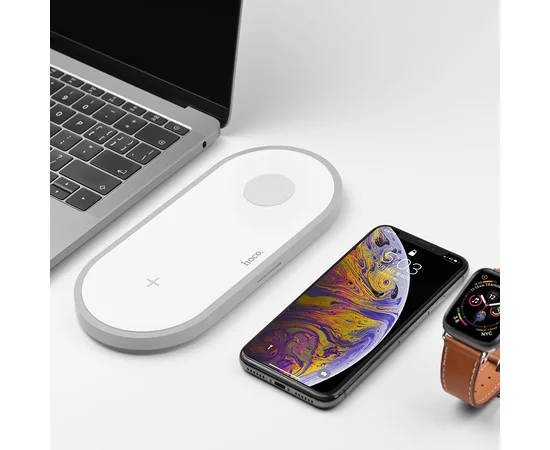Беспроводное зарядное устройство HOCO CW20 2in1 Белый