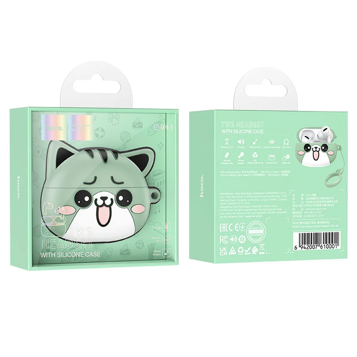 Бездротові навушники TWS Hoco EW48 Mint Cat