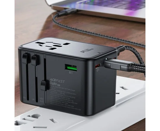 СЗУ Acefast Z1 PD75W GaN (3*USB-C+2*USB-A) Black gray