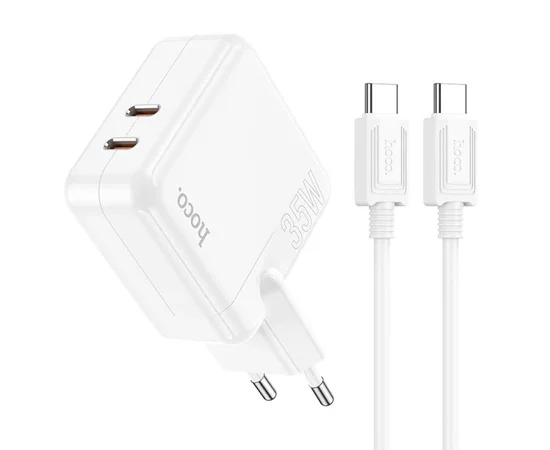 СЗУ Hoco C110A Lucky PD35W (2 Type-C) + Type-C to Type-C White